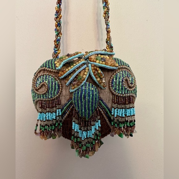 Mary Frances Handbags - Vintage Mary Frances Beaded Turquoise Multi Color Bird Purse